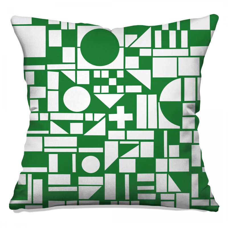 Coussins décoratifs vert et blanc à formes géométriques, 20 x 20 inches
