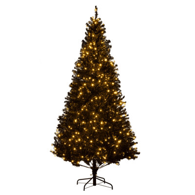 Sapin de Noël artificiel pré-éclairé rose de 6 pi avec 250 lumières DEL blanc chaud et 1000 pointes HOMcom