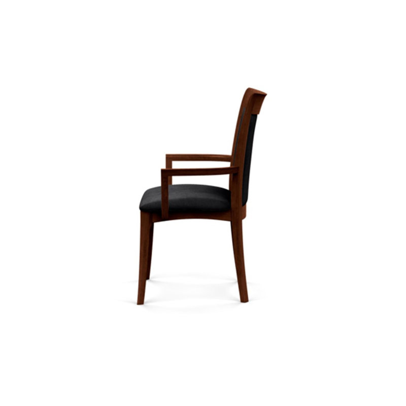 Morgan Upholstered Arm Chair, Cognac Cherry, Microseude Onyx