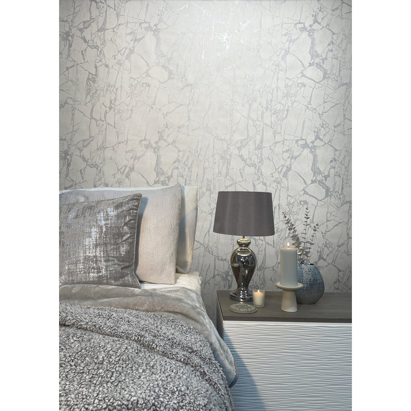 Adalbert Marble, White/Silver