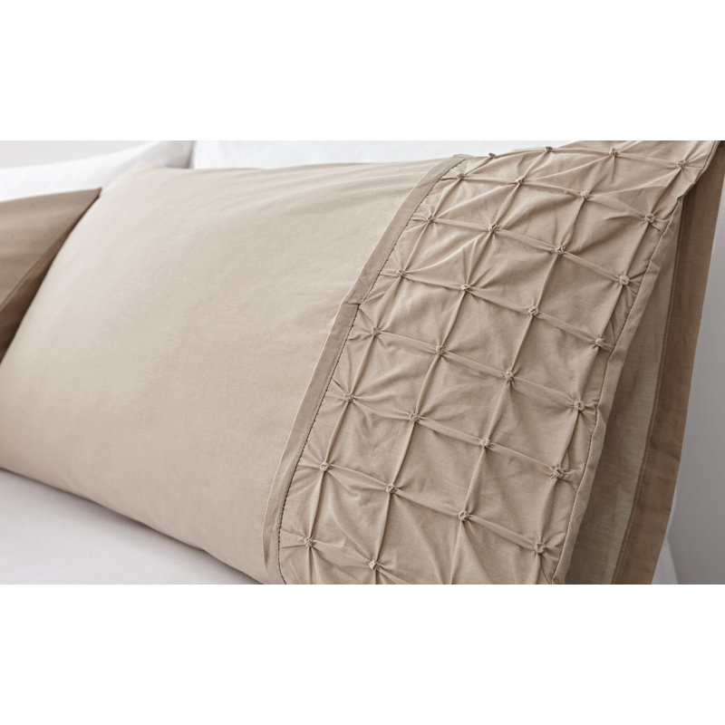 Origami 200 TC Duvet Cover Set, Kingsize Duvet Cover + 2 Standard Pillowcases, Stone