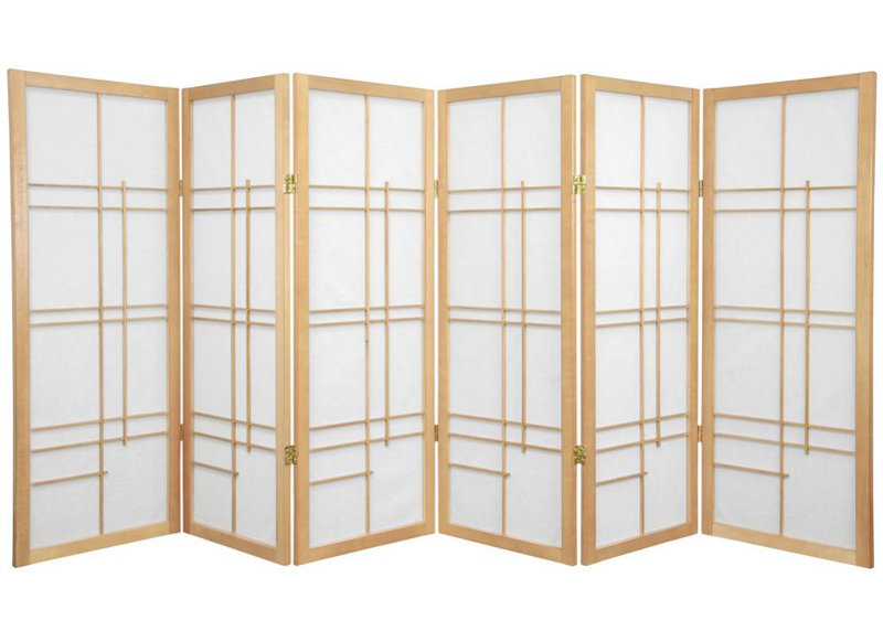 48" x 57" Eudes Shoji 4 Panel Room Divider, Natural, 4