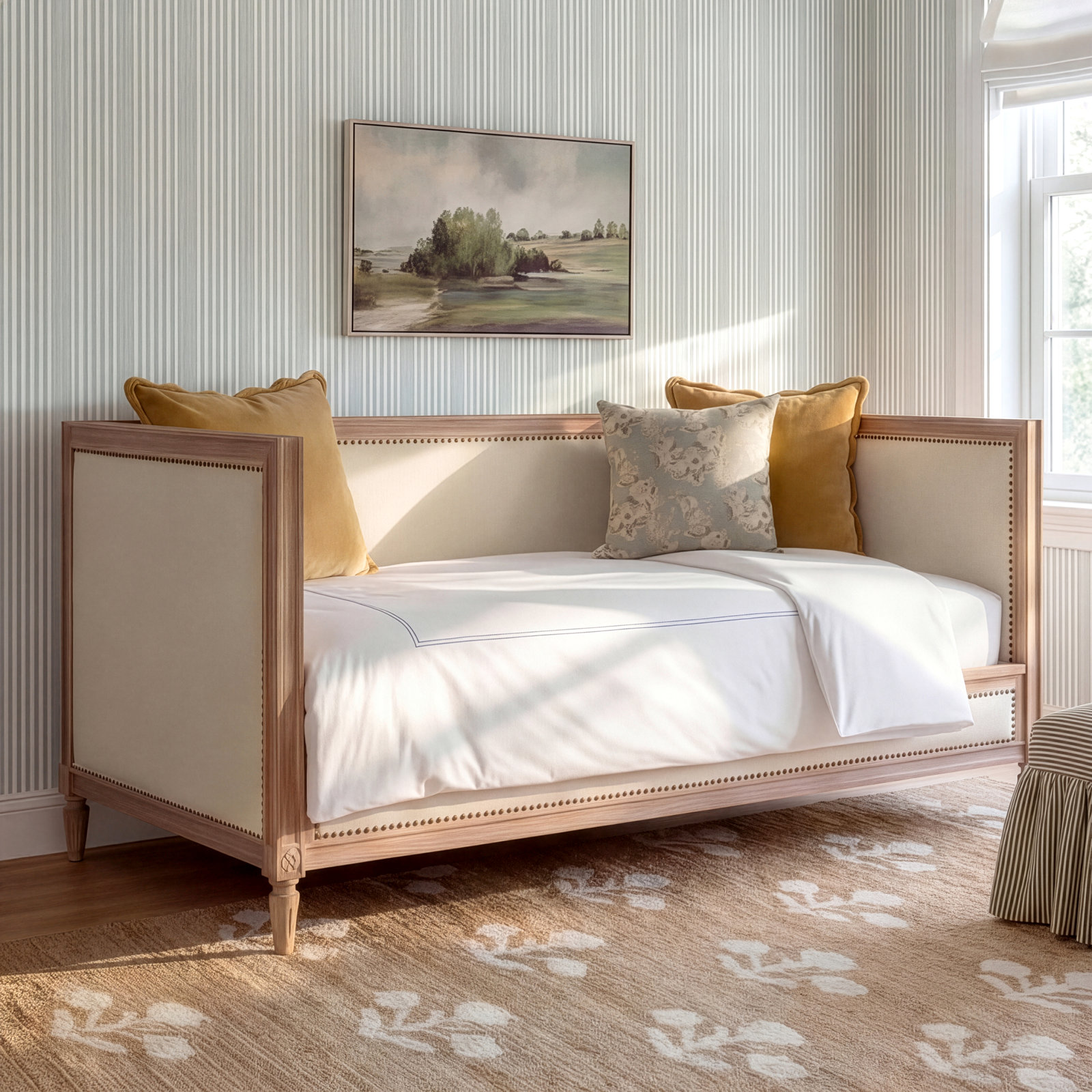 Balcorne Twin Daybed, Cream/Salvage Oak