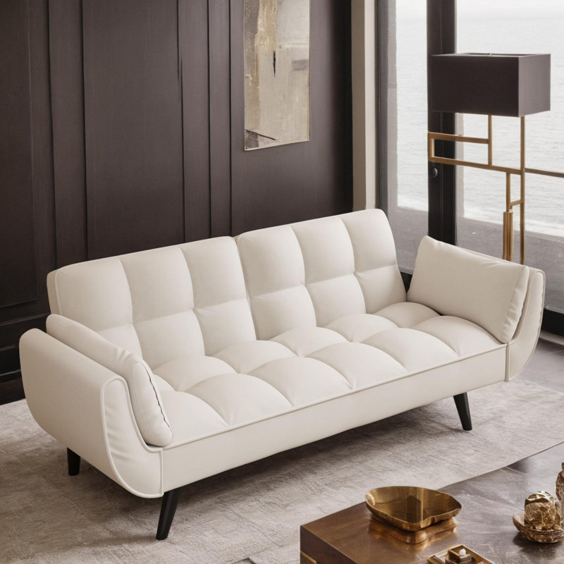 Ezzo Upholstered Sleeper Sofa, Beige Velvet