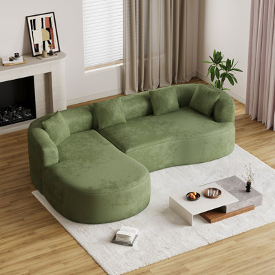 Curved Boneless L-Shaped Sectional Sofa With Chaise Lounge, No Assembly Required
