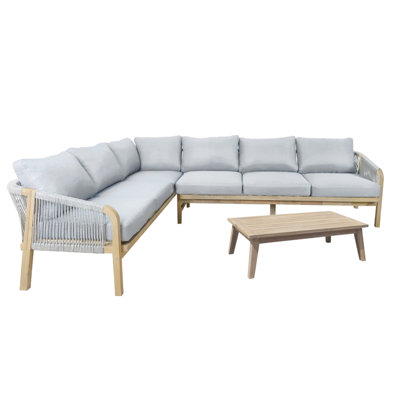 Ensemble modulaire d'extérieur en acacia avec coussins 2 pièces Bowery 