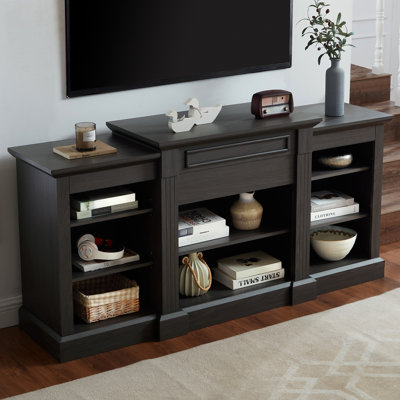 Grande armoire de rangement pour téléviseur en gris de l 64,17 po x P 17 po x H 32,48 po, pour téléviseur de 65 po, tablettes réglables, utilisation efficace de la console grise, grand espace de rangement, téléviseur