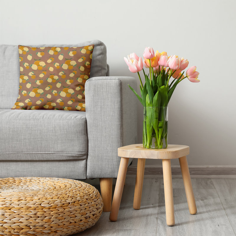  Housse et insert de coussin décoratif en polyester, Cacahuète / jaune clair / orange, H 20 po x l 20 po