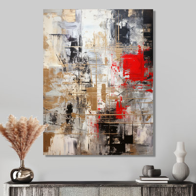 «Red Red Abstract Minimalisme» - art mural géométrique