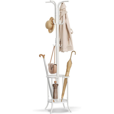Coat Rack Freestanding, Coat Rack with Umbrella Holder with 12 Hooks