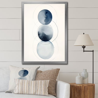 «Essential Circles Retro», aquarelle bleue sur toile