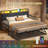 Upholstered Sofa Bed Frame, Twin Day Bed With Charging Station & Led Lights, Metal Trundle Bed Twin With Hidden Storage Headboard-612307026