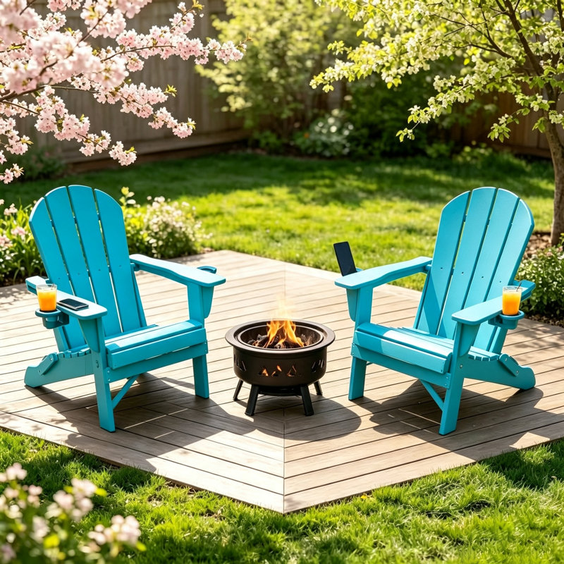 Lutie Foldable Outdoor Adirondack Chair, Aruba Blue