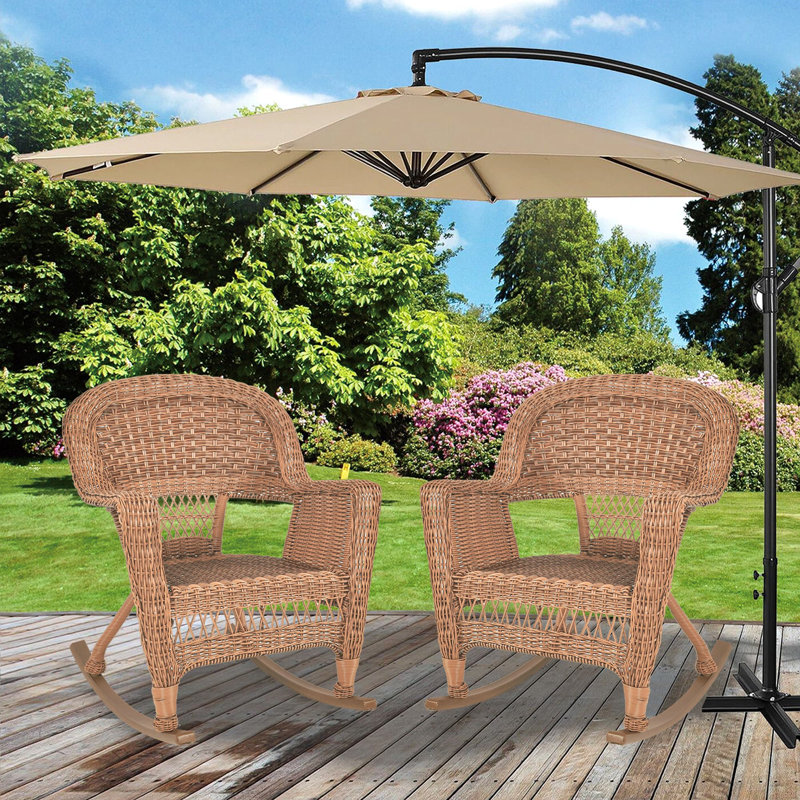 Chaise berçante en osier Raenesha, Miel, Pas de coussin