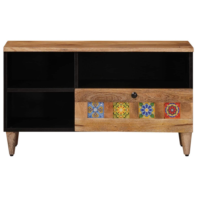  TV Cabinet With Drawer With Shelf With Storage Solid Mango Wood Media