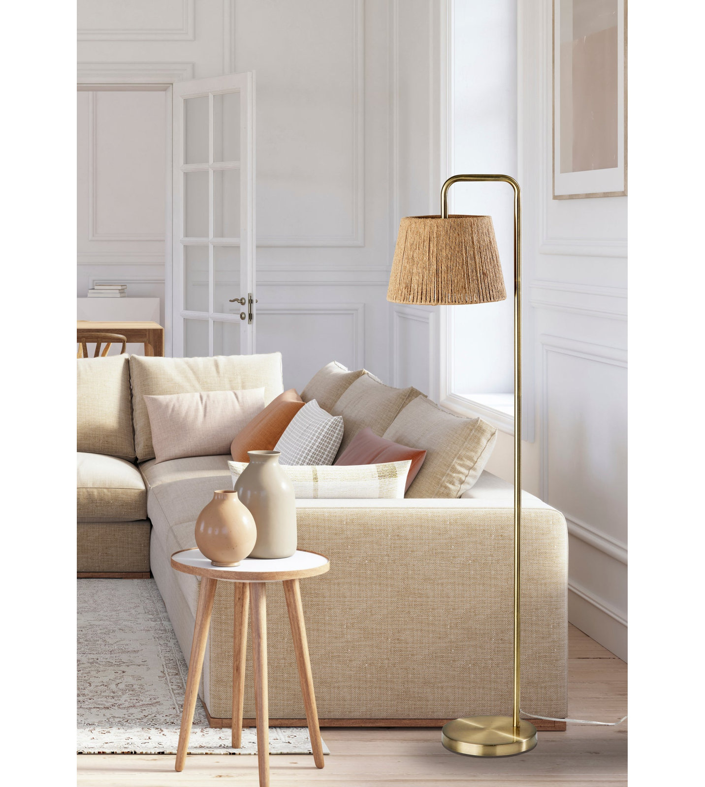 Calissa 59'' Floor Lamp, Antique Brass