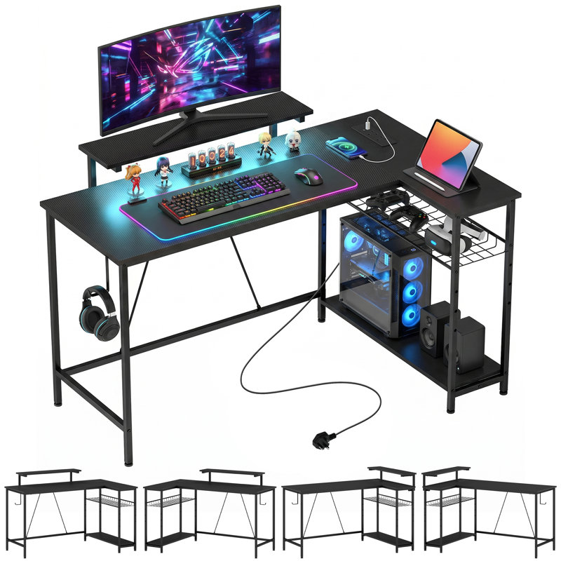 L-Shaped Steel Computer Desk