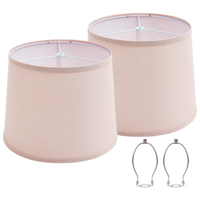 Lampshades Set Of 2 For Table Floor Lamp, Drum Lamp Shades, 12.7" Top X 12.7" Bottom X 10" High, Natural Linen Hand Crafted, Lamp Shade Harp Holder Included
