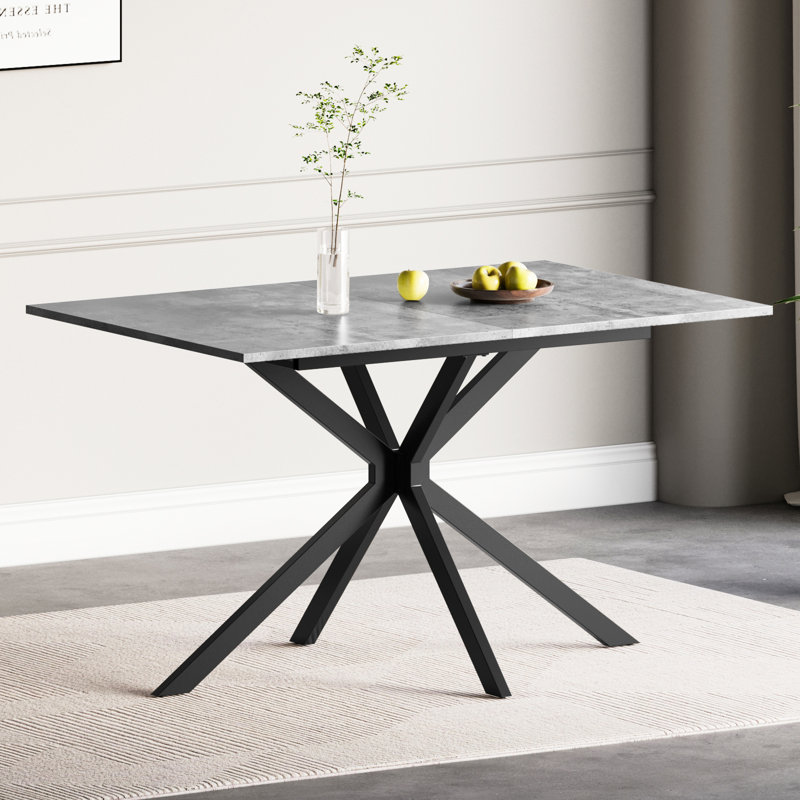 Extendable Metal Base Dining Table, Grey