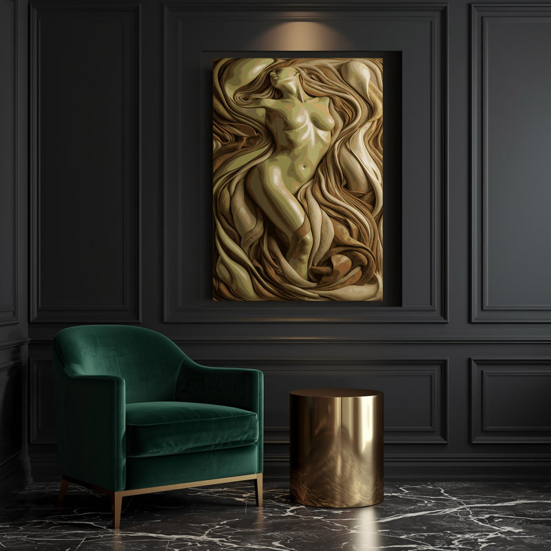 Abstrait art figuratif sur toile brun 52, H 10 po x l 8 po