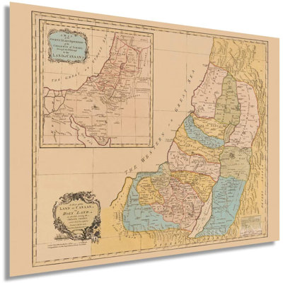 1760 Land of Canaan or Holy Land Map Poster Wall Art on Paper