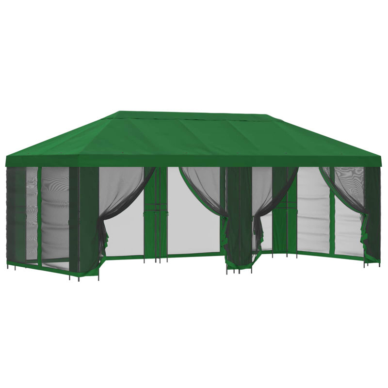 Vidaxl Gazebo Polyester And Steel, Green, 276.5cm H x 600cm W x 300cm D