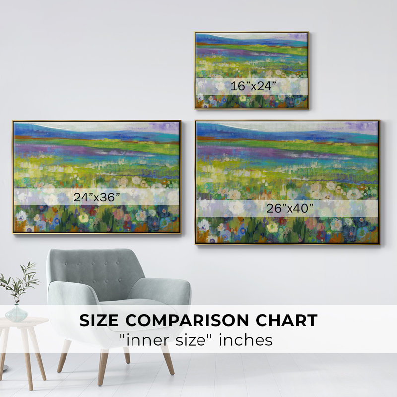 Flowerfields, reproduction d'art sur toile, H 25 po x l 37 po x P 2 po, Or
