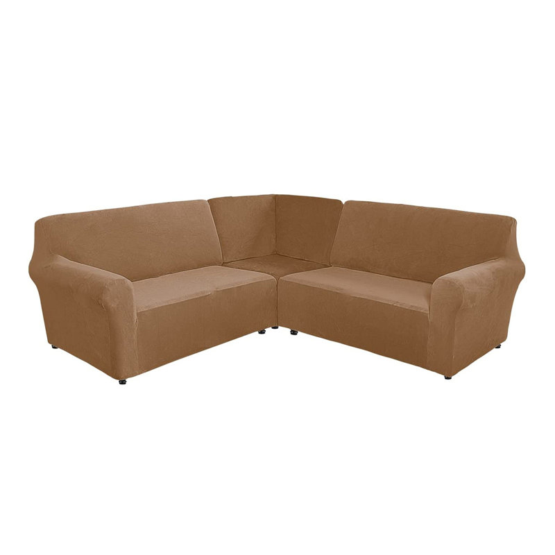 Housse pour canapé de coin Elastic, Chameau, H 38 po x l 58 po x P 43 po