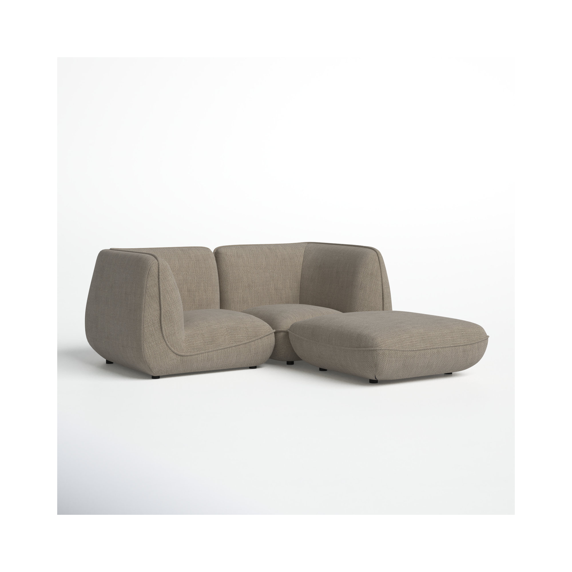 Douglass Modular Upholstered Reversible L-Sectional, Speckled Pumice Basketweave