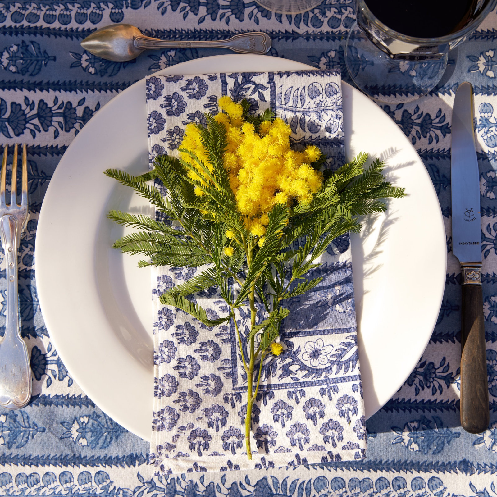 Charlemont 100% Cotton Floral Square Napkin, Blue/Marine