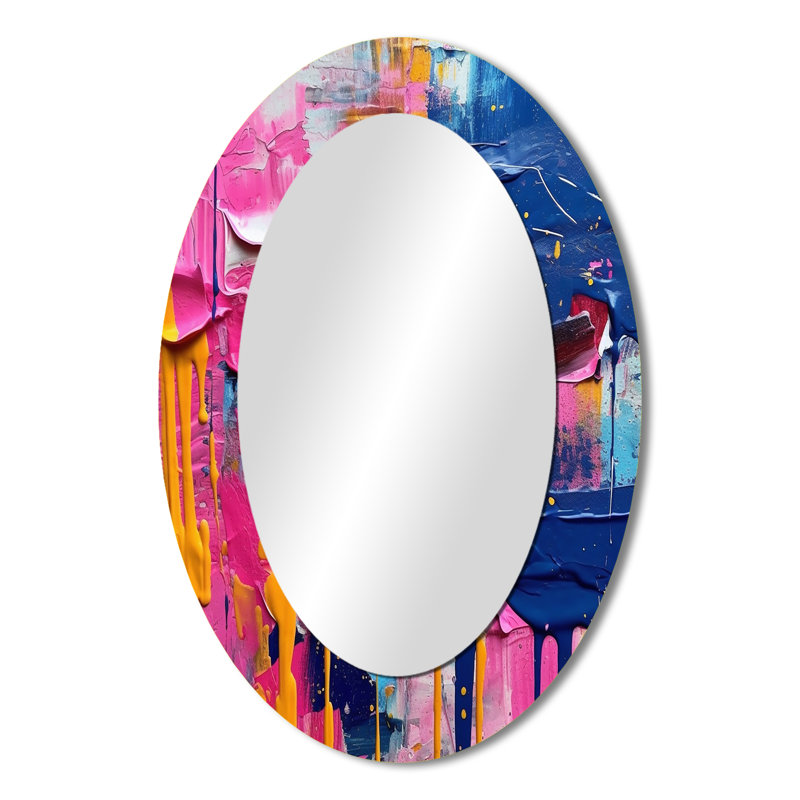 Rose et bleu Explosions of Color - Miroir mural moderne rose, 36 po x 24 po