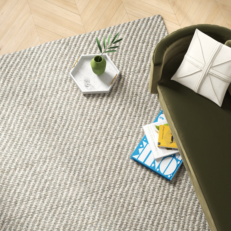 Evie-Grace Natural Fiber Hand Loomed Sisal & Jute Striped Rug, Rectangle 2' x 3'
