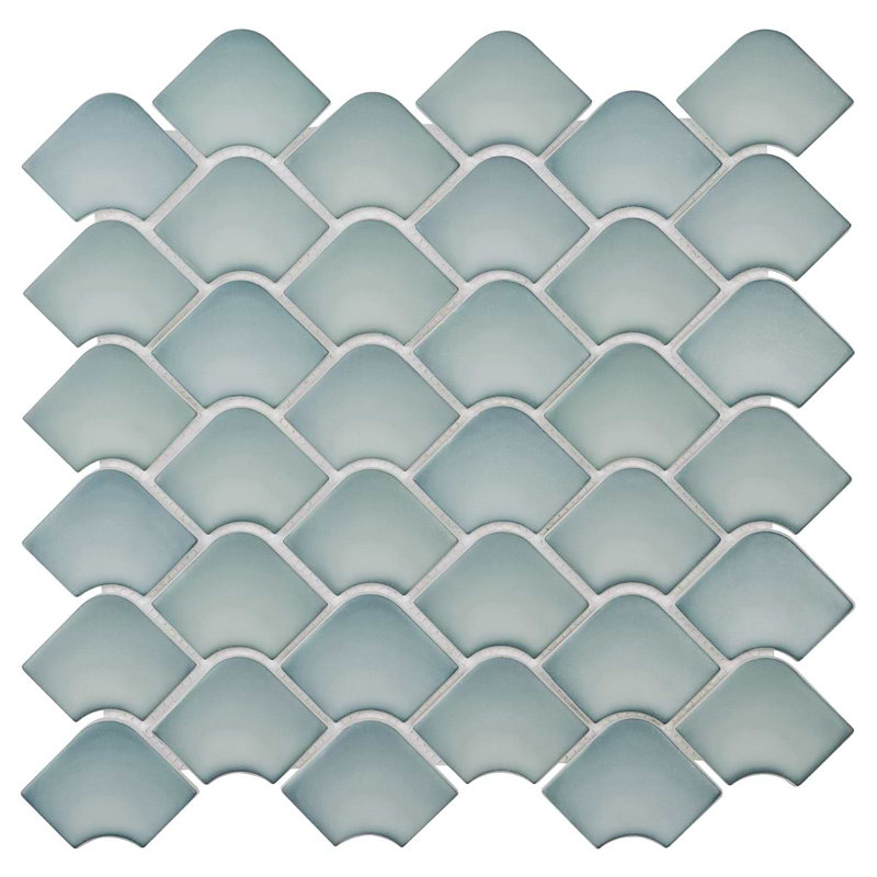 Suki 2x3 Fish Scale Matte Glass Mosaic Tile, Blue
