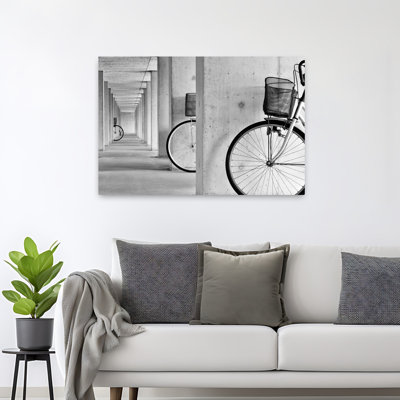 Impression d'art mural urbain minimaliste, architecture de minimaliste géométrique, vélos