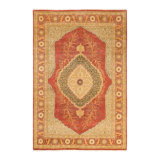Tapis unique noué à la main orange / beige / bleu marine noué à la main de 5 pi 10 po x 8 pi 10 po Keller