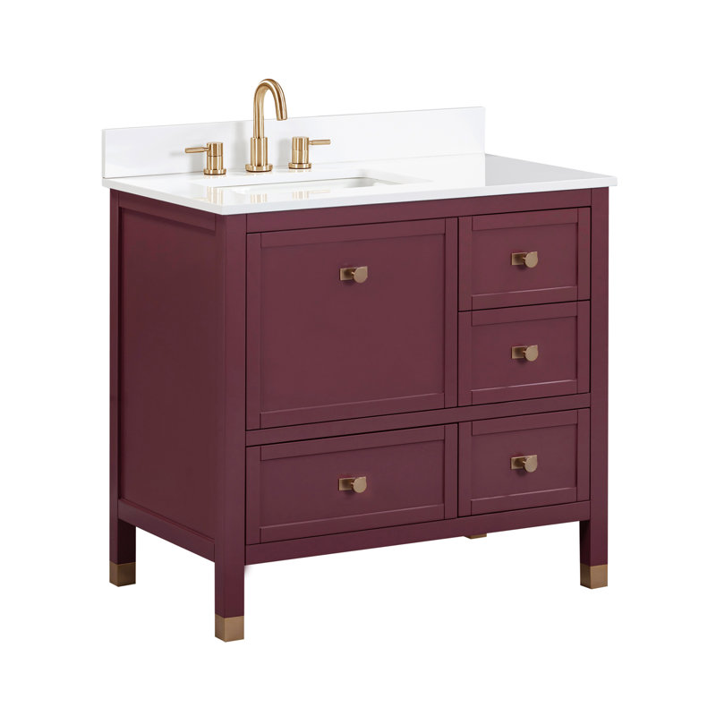 Meuble-lavabo simple 36 po Alana, 37", Quartz blanc