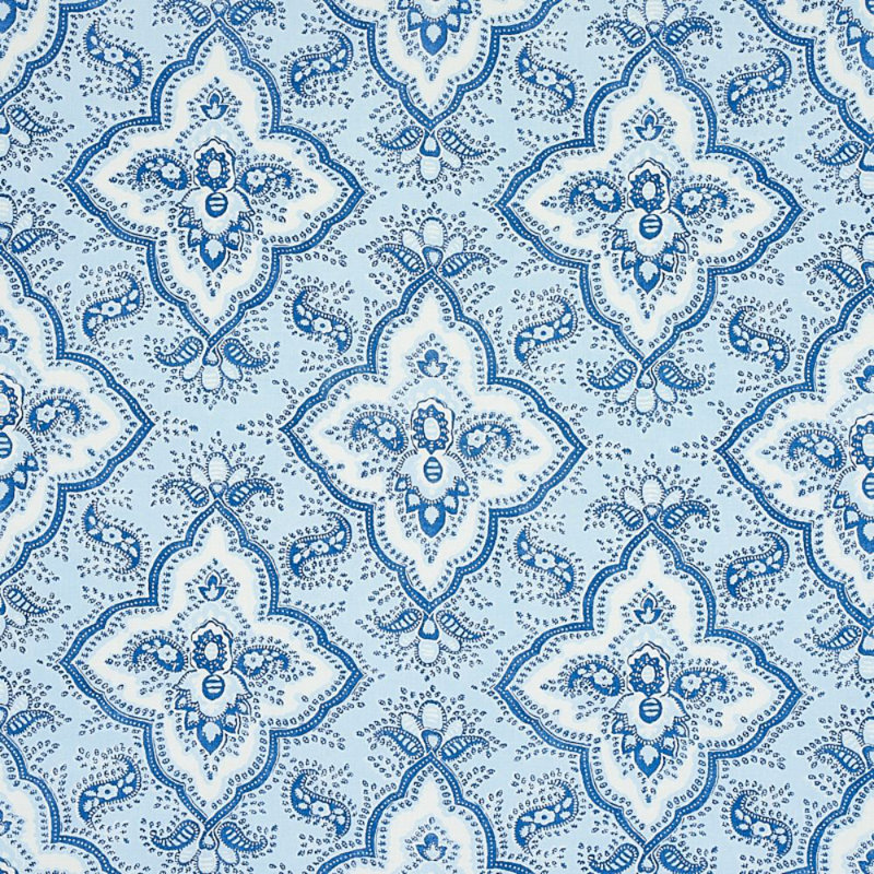 Amalia Medallion Handmade Print Fabric, Blue