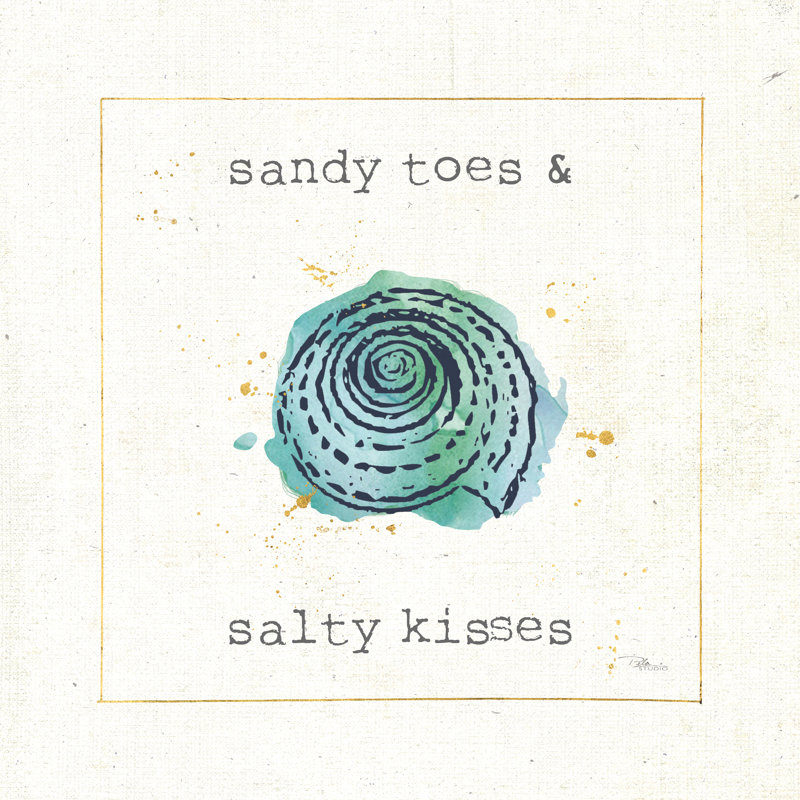«Sea Treasures II» par Pela Studio - Art textuel, H 20 po x l 20 po, Oui, Cadre simple blanc