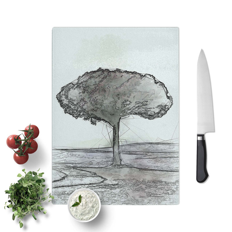 Tempered Glass Tree in Tuscany Italy in Abstract Chopping Board, 20 cm W x 28.5 cm L