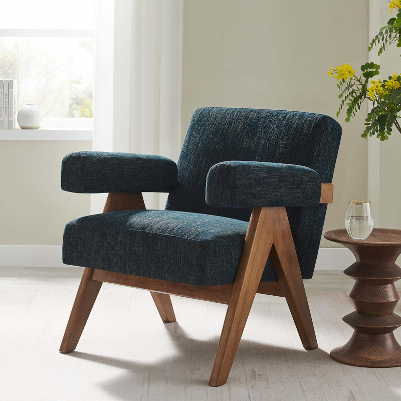 Lyra Fabric Armchair in Azure Fabric, Navy 100% Polyester