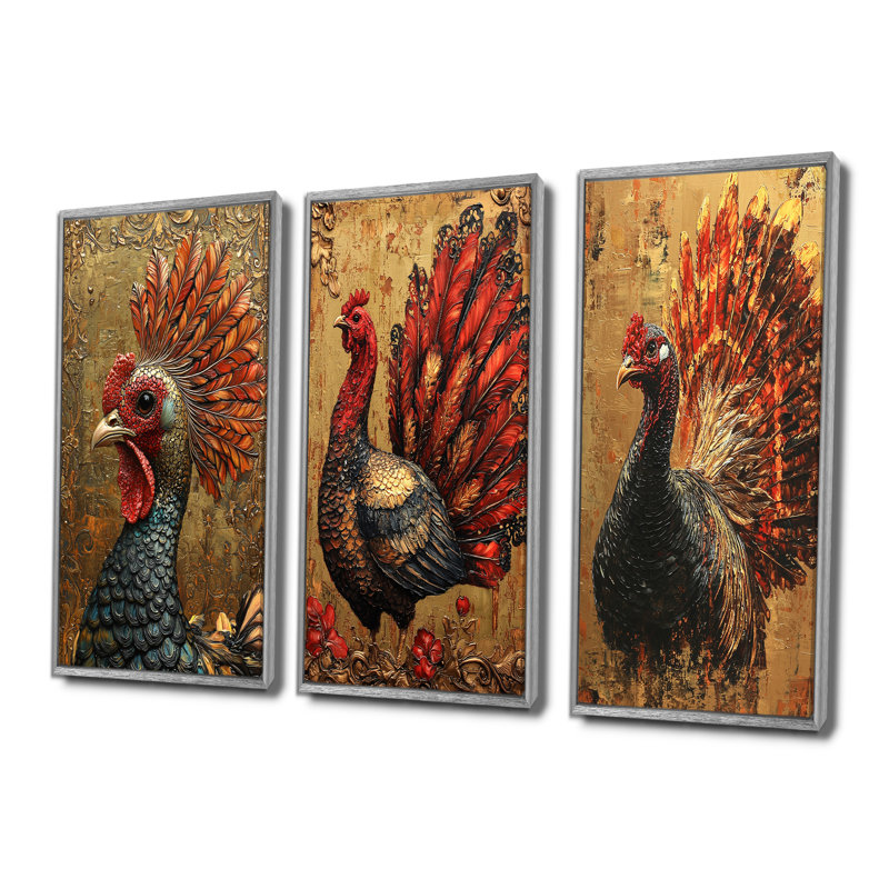 Gilded Glory Vintage Turquie I - Collection de reproductions sur toile 3 pièces, H 40 po x l 60 po, Argent argent