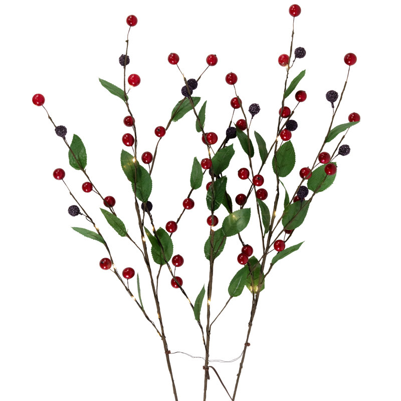 Faux Berry/Cranberry/Leaf Branch