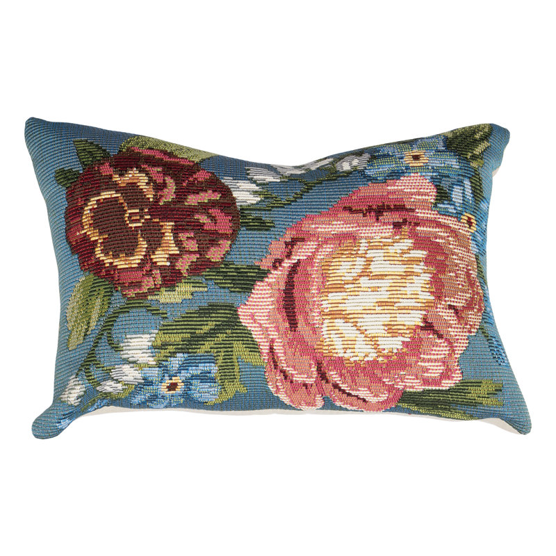 Marina Floral Outdoor Throw Pillow, Rectangle 12"H x 18"W, Chiffon