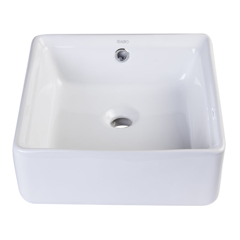 Lavabo de salle de bain carré en céramique avec trop-plein