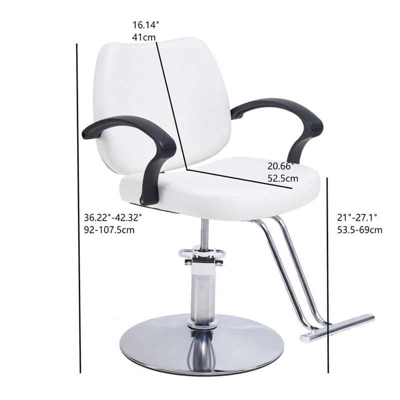 Fauteuil de coiffeur hydraulique, équipement de coiffure professionnel, Blanc / argenté