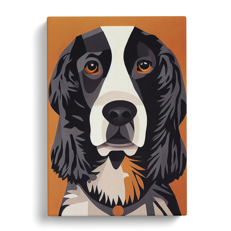 Lympsham Springer Spaniel Geometric - Wrapped Canvas Print, 76cm H x 50cm W x 3cm D, Unframe