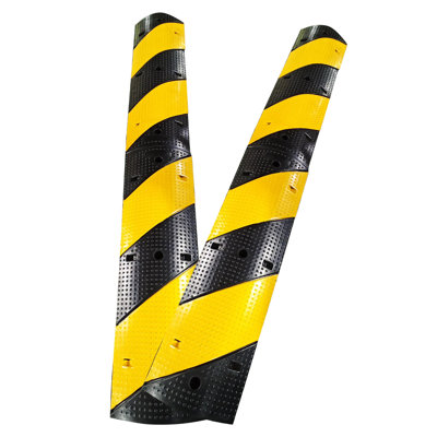 Heavy Duty 3.3ft Recycled Rubber Speed Bumps – 4 Pack, 25,000 lbs Capacity Each, Dual Channel Non-Slip Cable Protector, High Visibility, Modular, For Parking Lots, Warehouses, Schools, Garages – 4pcs
