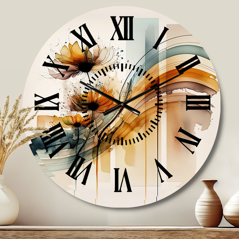 Horloge murale orange marguerite orange hyperréaliste II, Médium