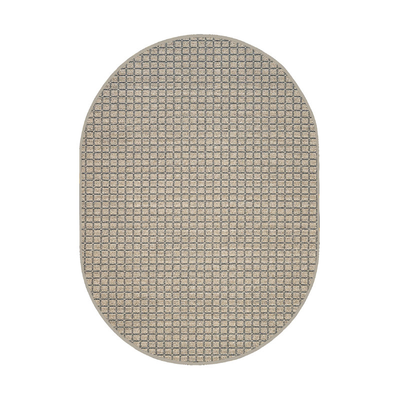 Tapis d'intérieur / extérieur beige touffeté Imo, Ovale 6 pi x 8 pi