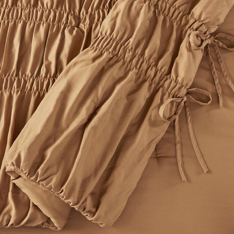 Édredon simple / simple TG, campagne française, édredon romantique, microfibre brossée, léger, toutes saisons, décoration de campagne 2 pièces lavable à la machine, conception avec attaches, microfibre douce pour la détente,